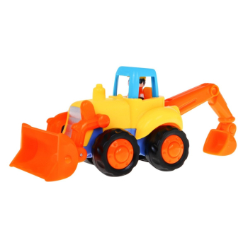 Zestaw 4 pojazdów dla dzieci 18m+ Traktor Betoniarka Koparka Wywrotka + Ruchome elementy + Ręczny napęd